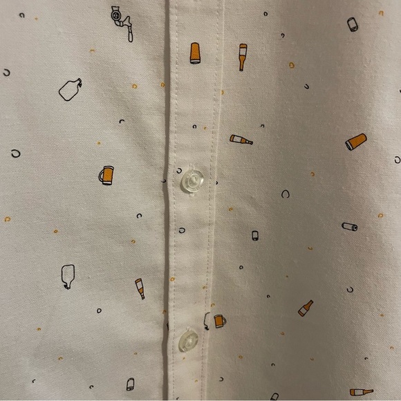 Original Penguin Beer Print Oxford Shirt Short Sleeve Size Small - Picture 6 of 14